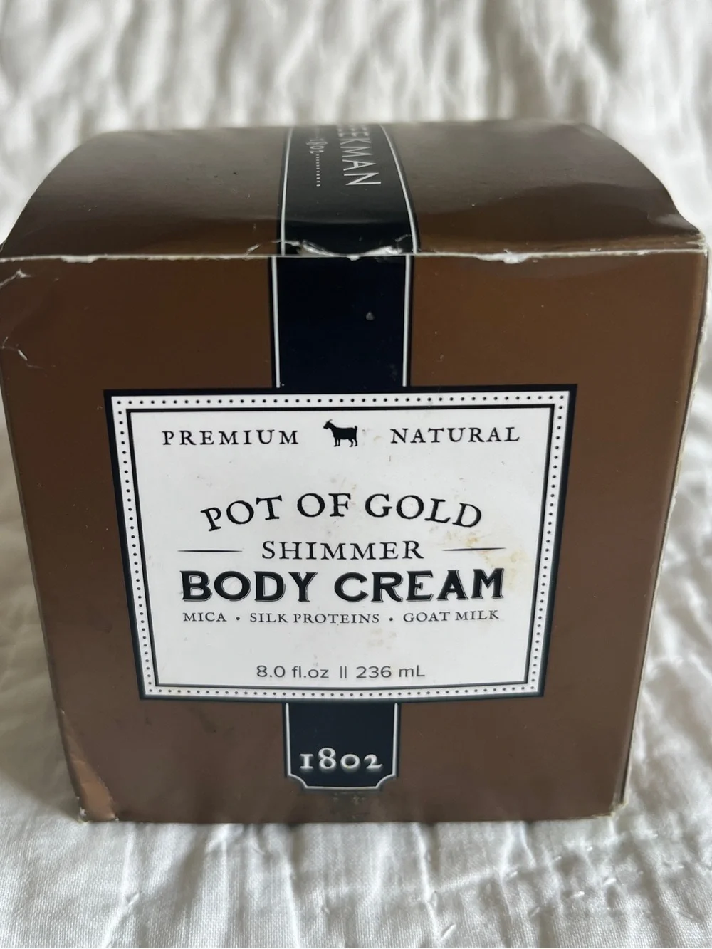 New SEALED Beekman Pot of Gold Shimmer Body Cream Fragrance Free 8 oz Goat Milk